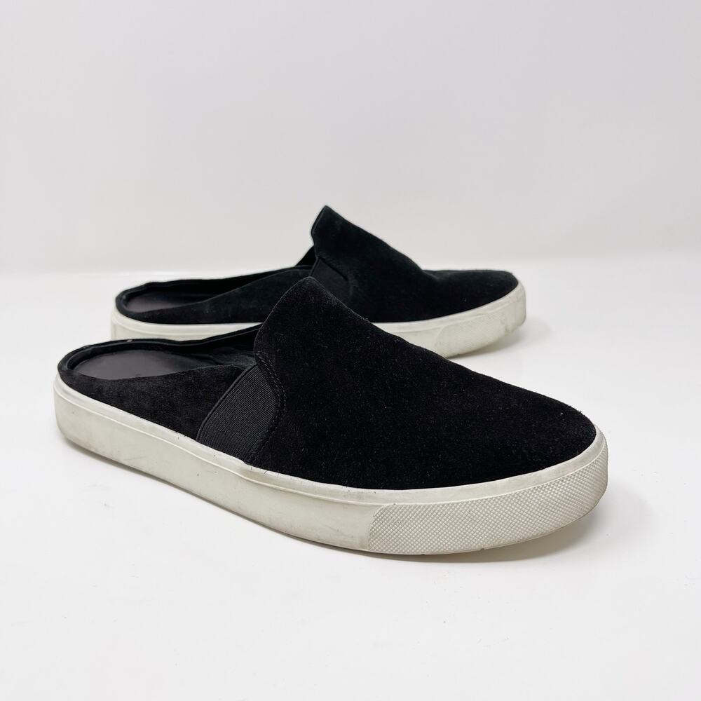 Vince Verrell Suede Slip On Sneakers Womens 6.5 Black Comfort Leather Casual